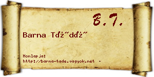 Barna Tádé névjegykártya